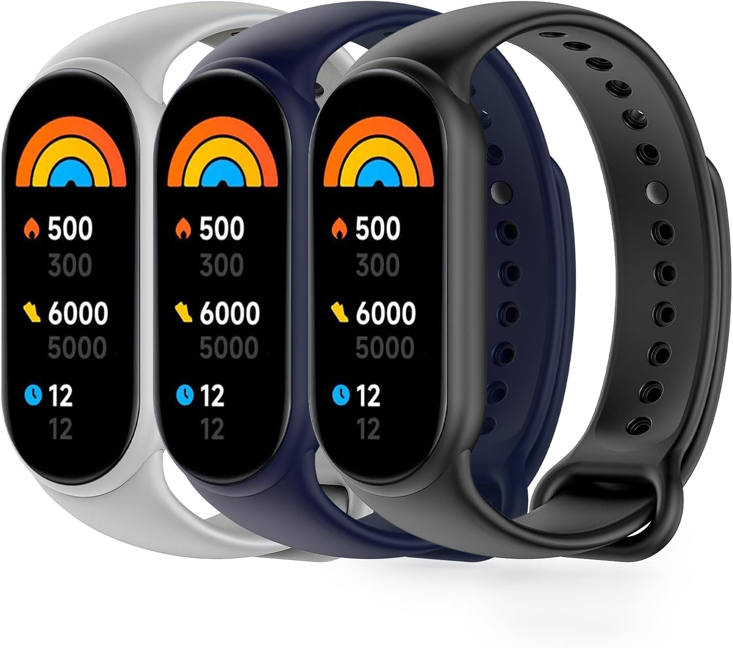 TiMOVO Bandas deportivas compatibles con Xiaomi Band 8, paquete de 3 pulsera deportiva de silicona suave para hombres y mujeres, correas de reloj de