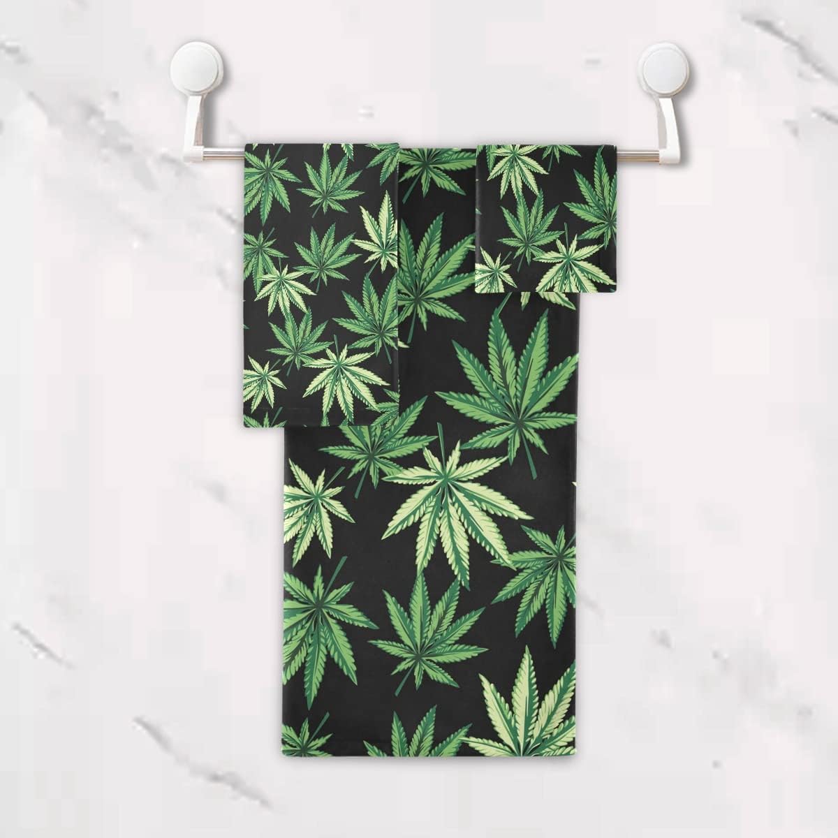 Juego de 3 toallas de baño de hojas verdes, toallas de mano absorbentes, de algodón puro, toallas faciales de playa, extra grandes, para mujeres,