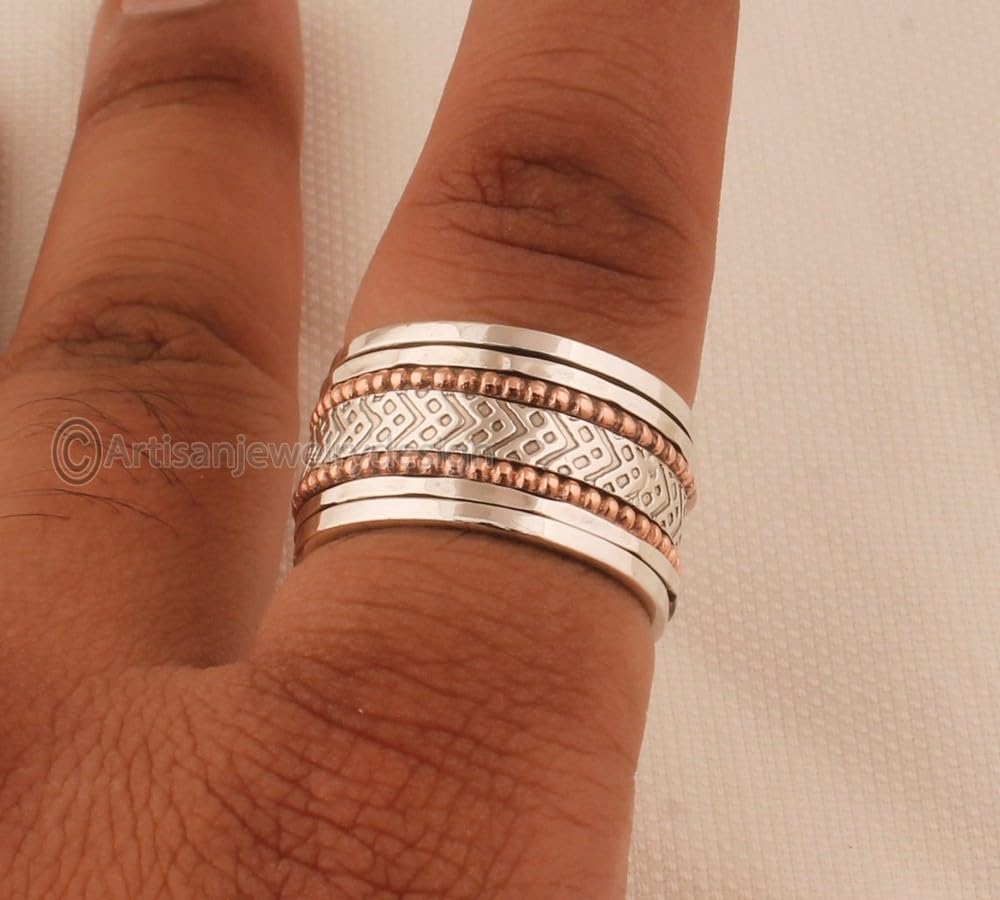 925 Silver Ring, Handmade Ring Silver, Fidget Spinner Ring, Spiritual Silver Ring, Spinner Ring Women, Meditation Ring, Spinner Band Ring, Chunky