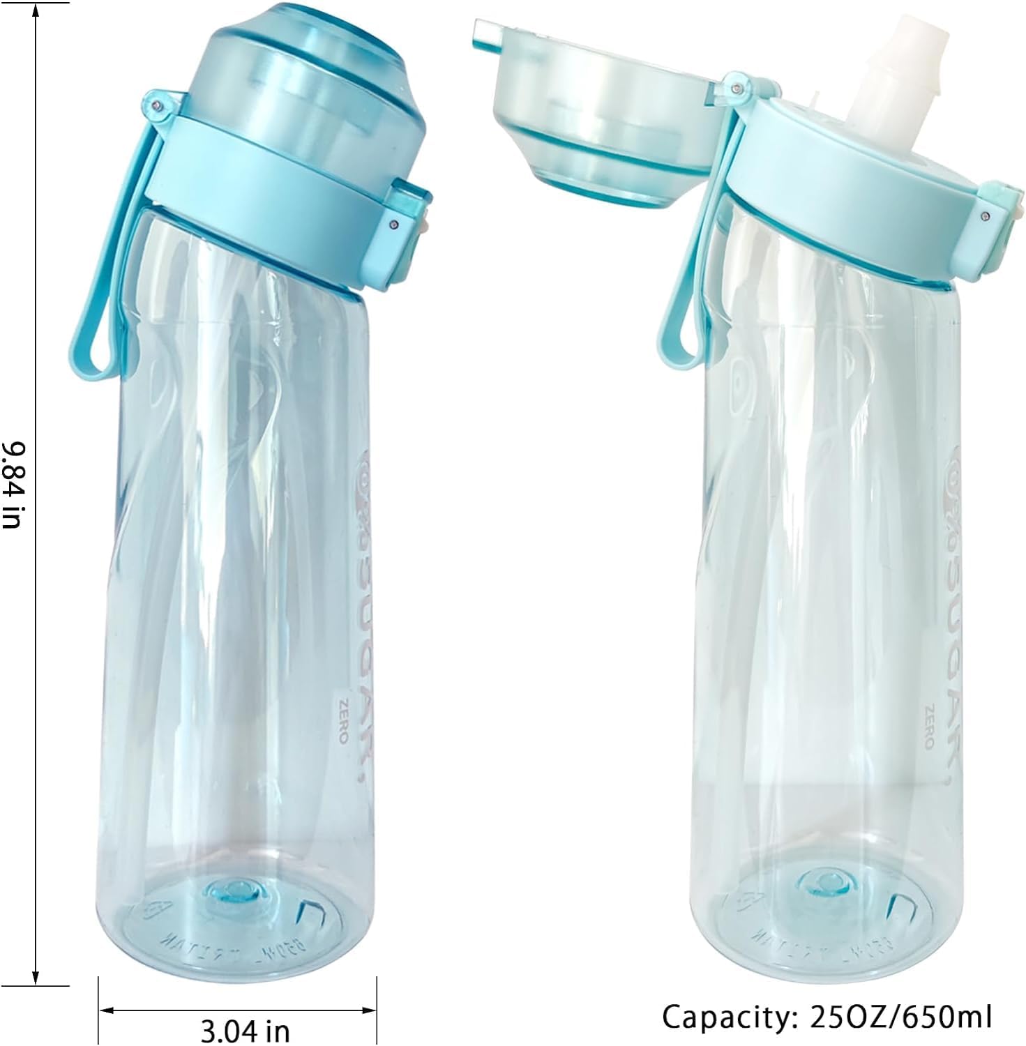 Botella de agua de aire Tritan de 22.0 fl oz, juego de botellas para beber con cápsulas de sabor perfumadas para saborizar 0 azúcar, 0 calorías