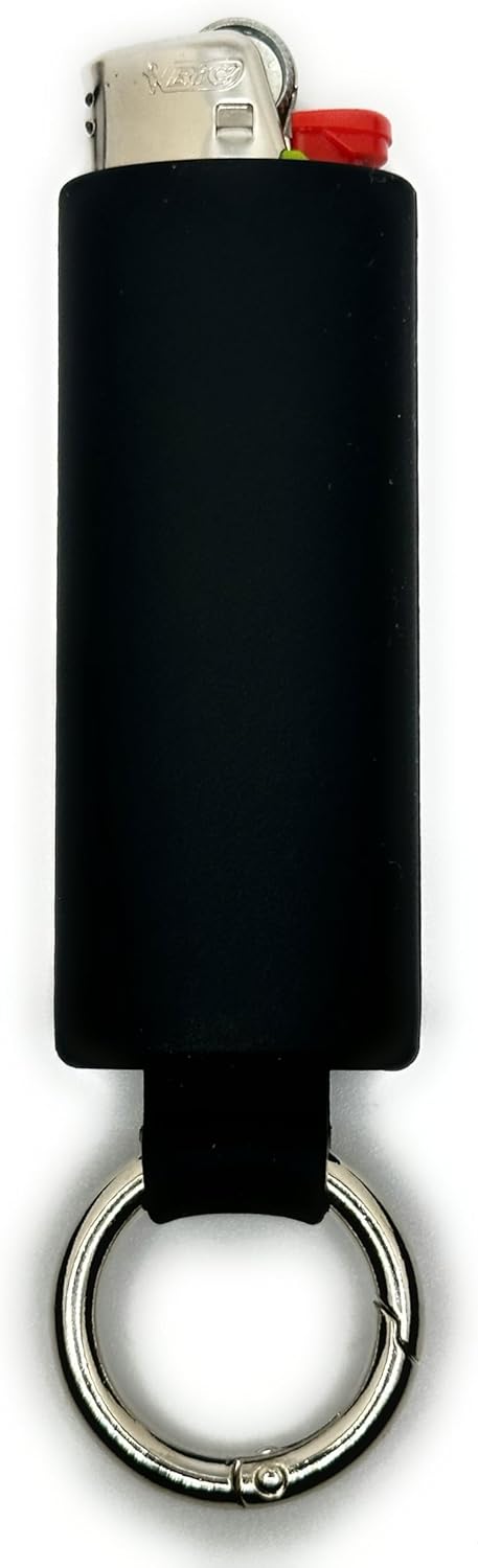 Llavero con soporte para encendedor con clip de resorte, compatible con encendedores BIC J6 de tamaño completo, encendedor no incluido, llavero más