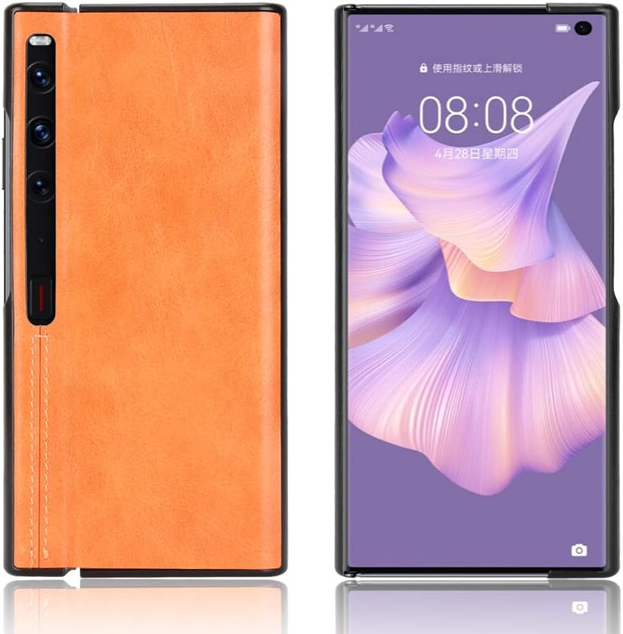 Funda para Huawei Mate Xs 2, piel sintética retro ultra delgada a prueba de golpes para Huawei Mate XS2 PAL-AL00 Case Amarillo