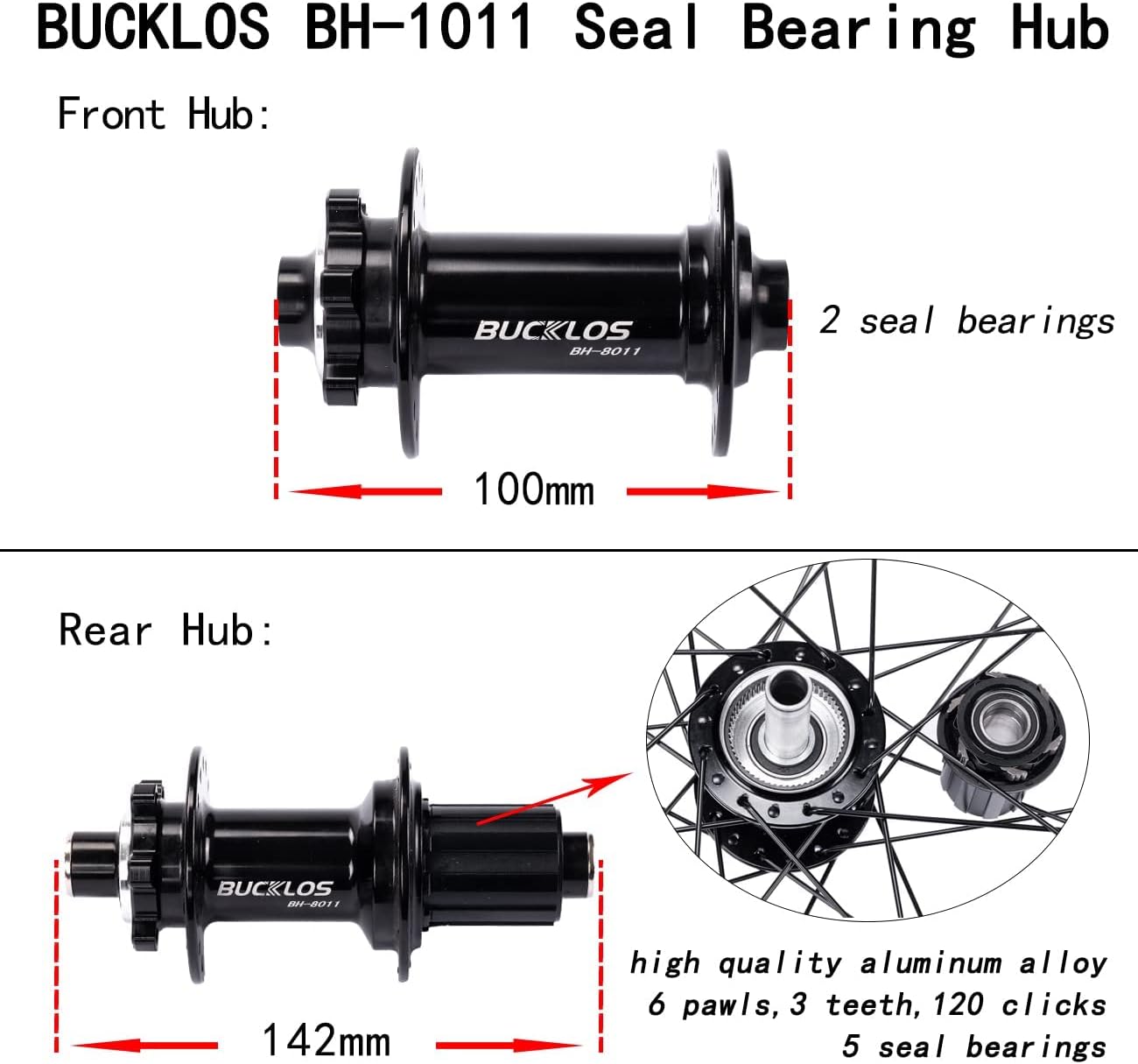 BUCKLOS Juego de ruedas para bicicleta de montaña de 27.529 pulgadas, delantero de 0.591 x 3.937in, trasero de 0.472 x 5.591in, rueda MTB, doble