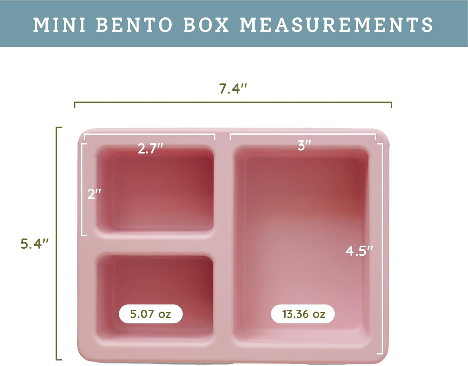 Austin Baby Co – Lonchera Bento a prueba de fugas, contenedor de silicona con 3 compartimentos a prueba de fugas, apta para lavavajillas y sin BPA