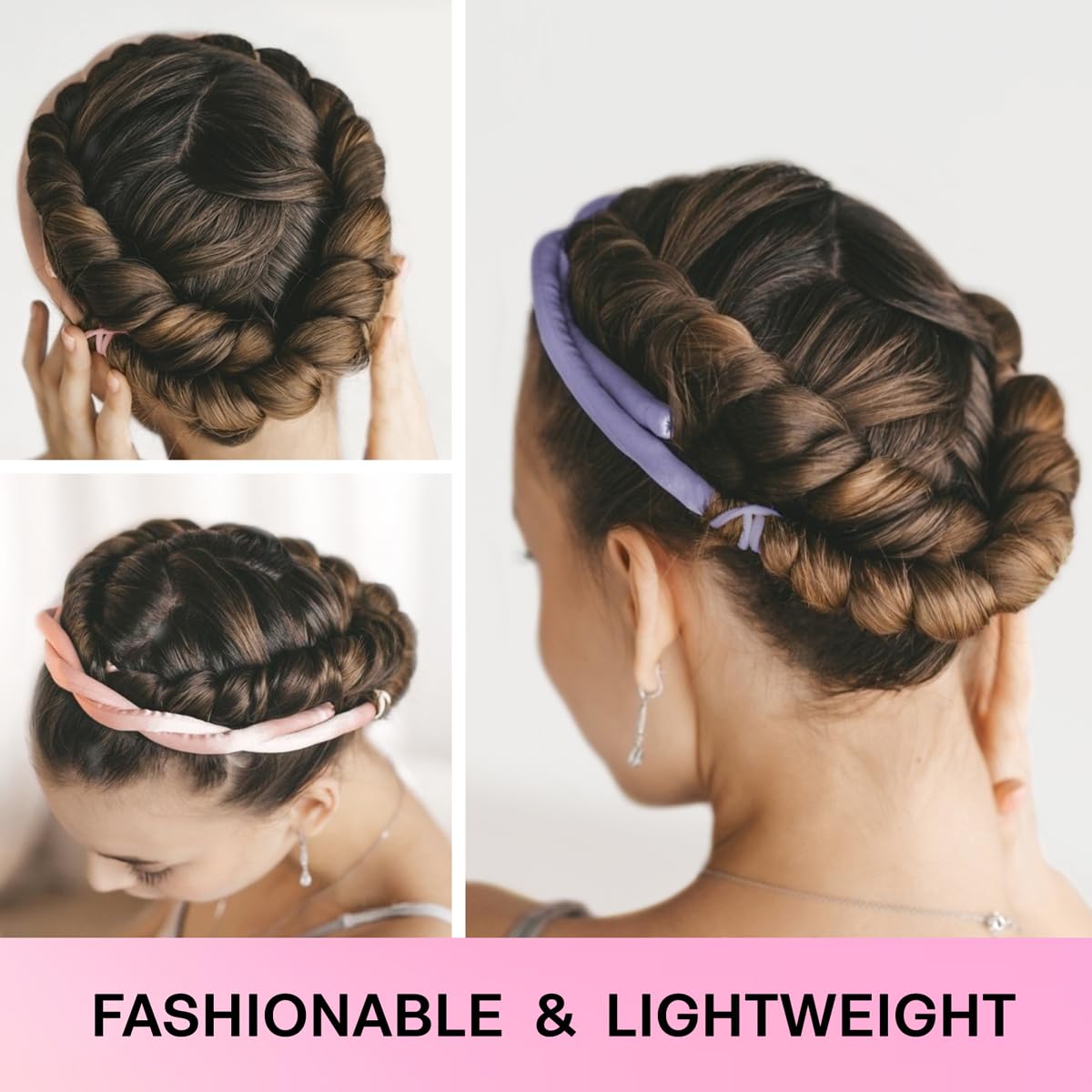 Diadema pequeña con varilla rizadora sin calor, para cabello largo y corto, sin calor para dormir, sin calor (dorado)