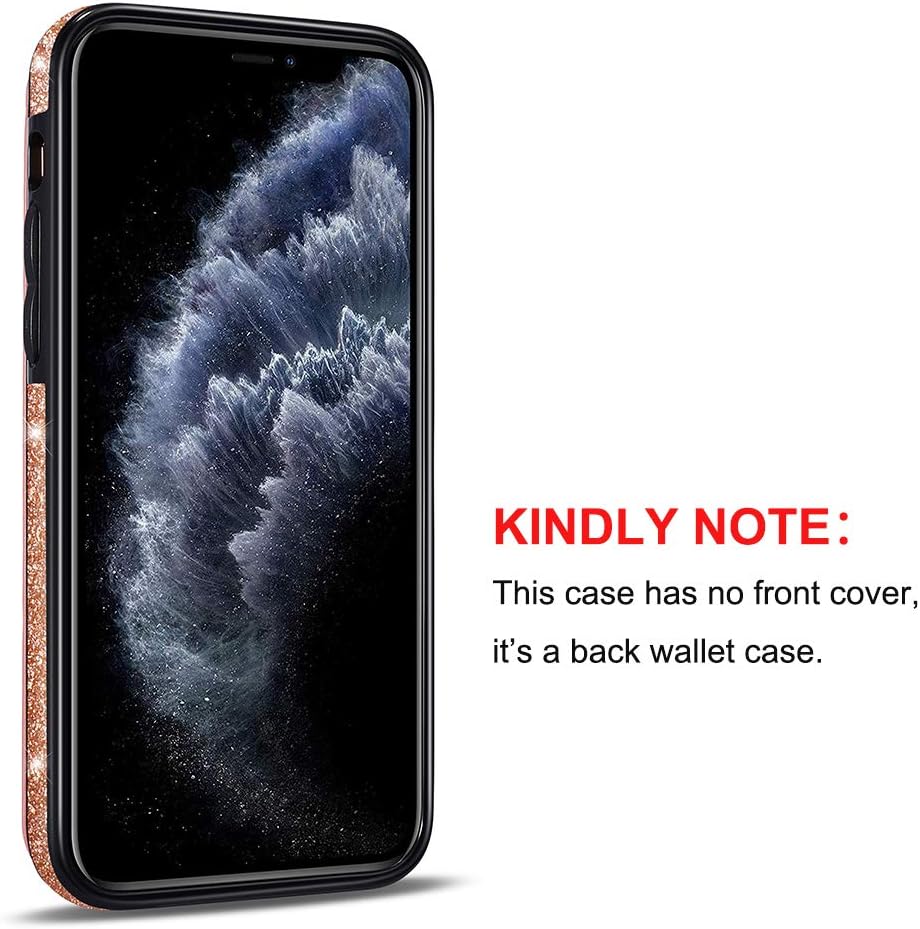 UEEBAI Funda para iPhone 11, funda de piel sintética con purpurina de alta calidad dos cierres magnéticos ranuras para tarjetas Función de soporte,