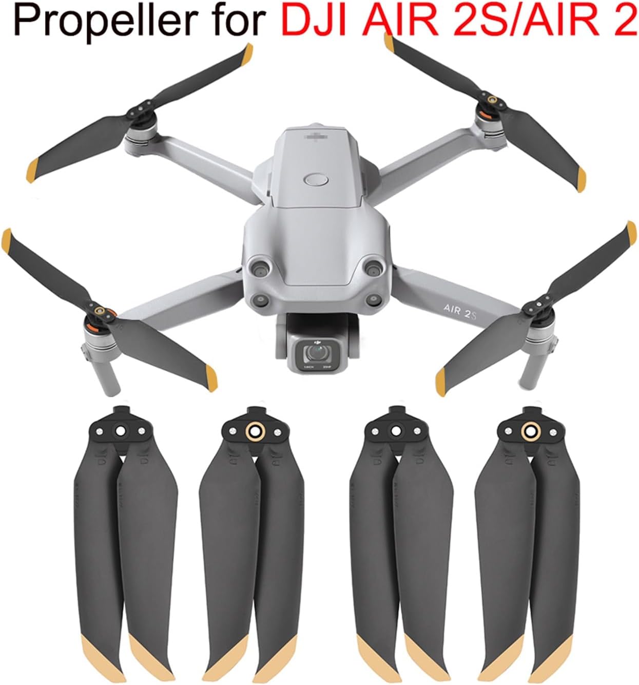 Hélices de bajo ruido para D-JI Mavic Air 2AIR 2S 7238 Props Blade plegable liberación rápida cinta mágica correas accesorio (color  2 pares