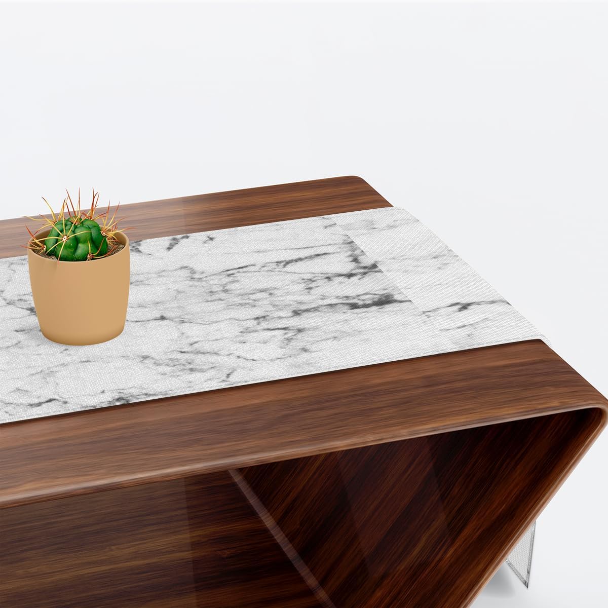 Camino de mesa con textura de mármol blanco, mantel de lino rústico para cocina de granja, cena, eventos, fiesta, decoración de mesa de vacaciones,