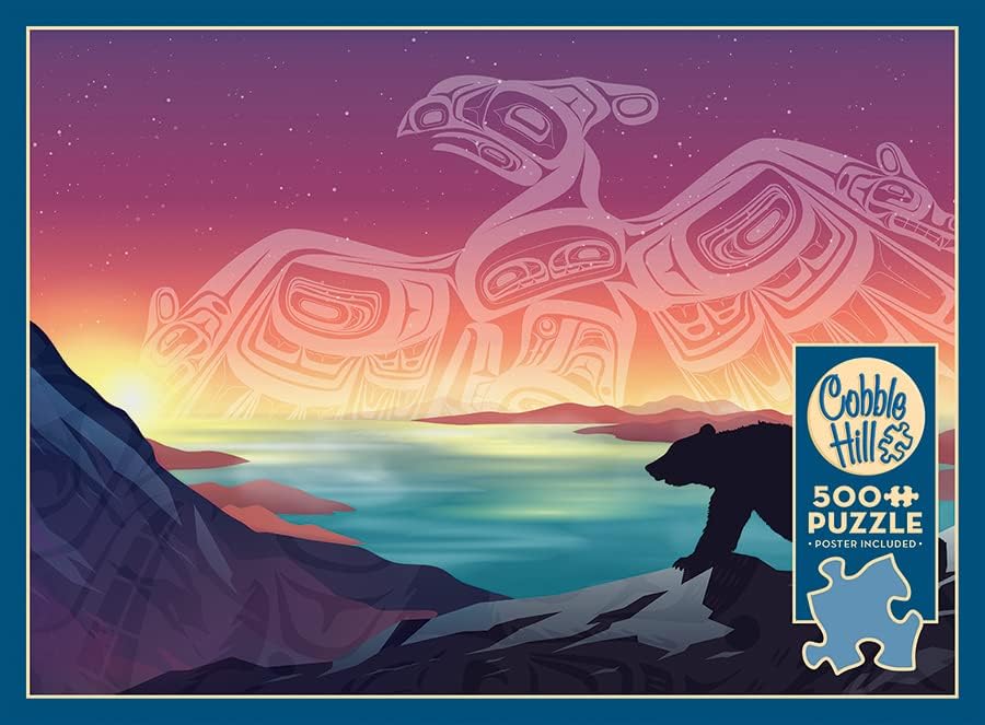 Cobble Hill – Rompecabezas de 500 piezas – Crossings Thunderbird y Bear – Póster de muestra incluido