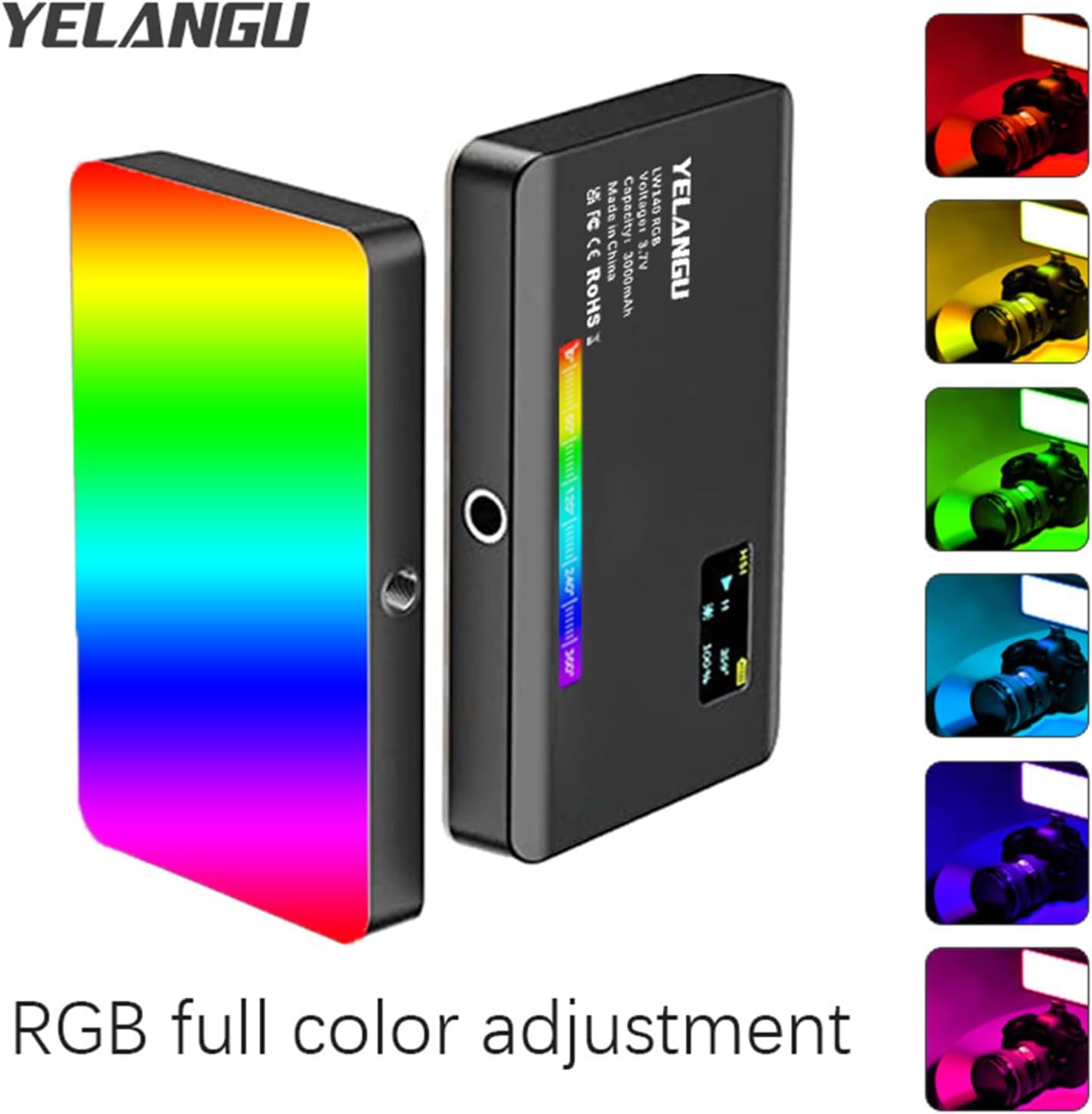 YELANGU Trípode de luz de video RGB 140 y correa LED para cámara  CRI95+ a todo color regulable 2500K-9000K, 26 efectos de escena, iluminación DSLR