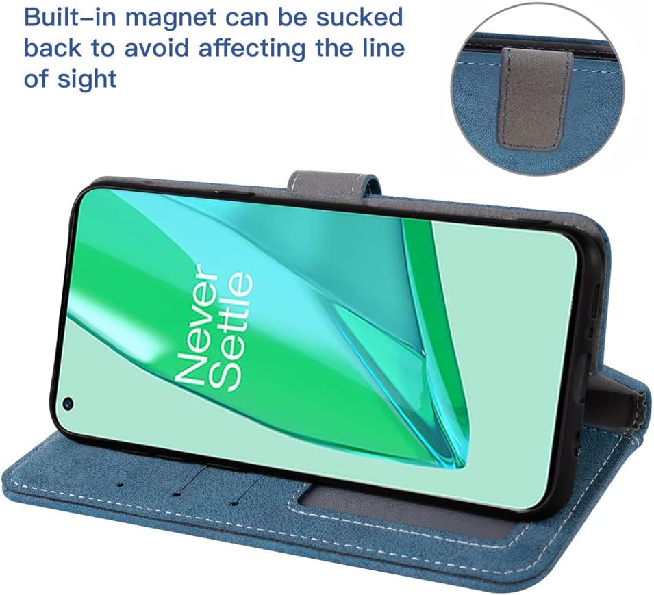 Asuwish Funda compatible con OnePlus 9 Pro One Plus 9Pro 5G y protector de pantalla de vidrio templado, funda con tapa para tarjetero, funda para