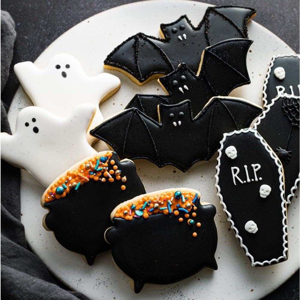 Juego de cortadores de galletas de Halloween, 3 piezas de cortador de galletas de acero inoxidable, moldes para hornear, olla de bruja, sombrero de