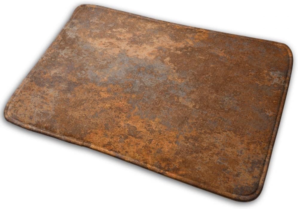 Tapetes de baño para baño, alfombras de decoración de baño, antideslizantes, color marrón rústico, cobre, metal, naranja, cubierta lavable, alfombra