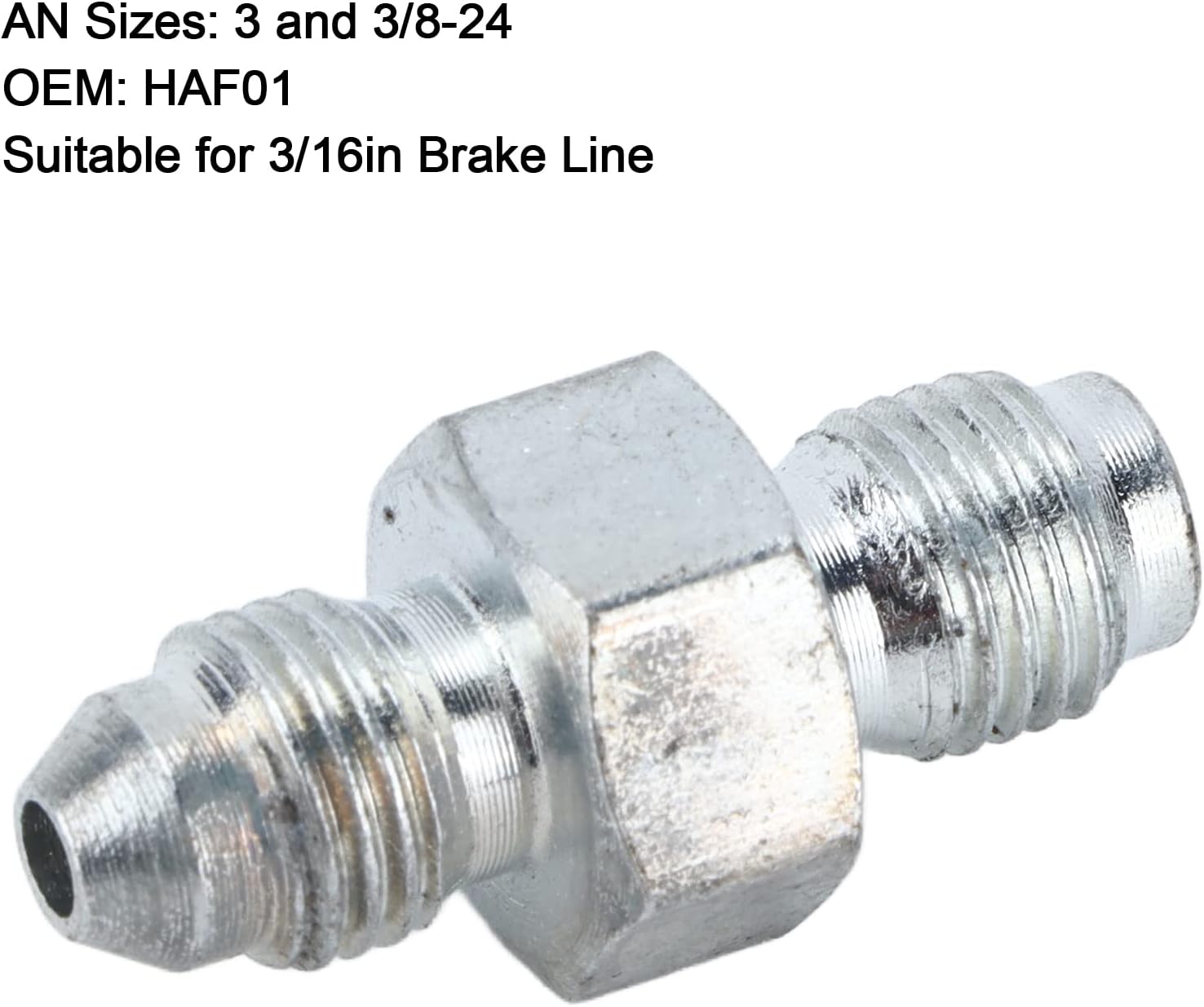 Adaptador de llamarada invertida para automóvil 3AN macho a 38-24 adaptador de llamarada invertida, adaptador de línea de freno de metal sólido 316