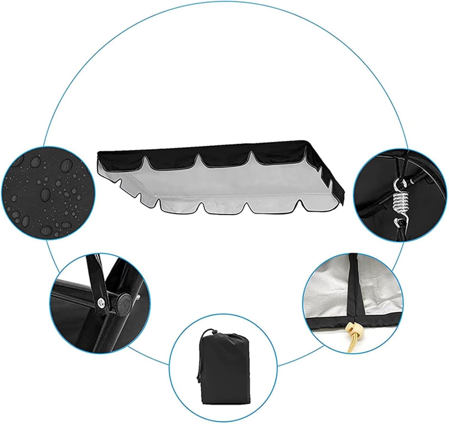 Toldo de repuesto para columpio de patio, protección para todo tipo de clima, resistente al sol, impermeable, cubierta superior para silla de