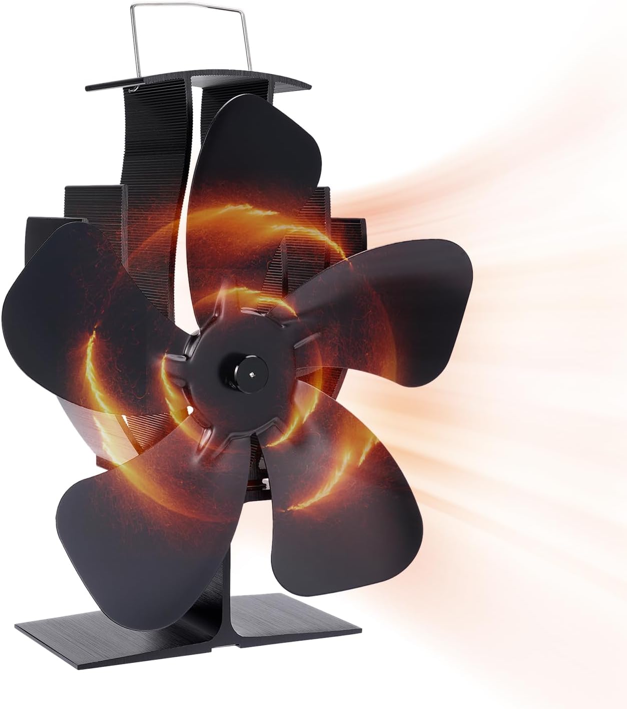 JIMBON Ventilador de estufa de leña, ventilador de chimenea de 5 cuchillas, ventilador de estufa de calor Slient para estufa de gaspelletleña,