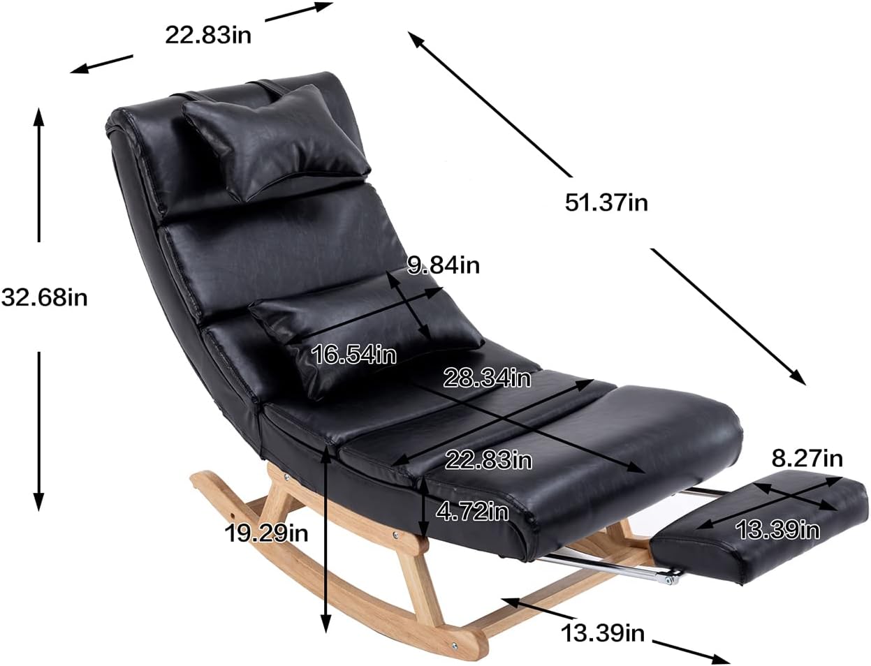 Kurhwyss Mecedora moderna para guardería, silla mecedora tapizada con reposapiés plegable, cómoda silla de descanso con reposacabezas y almohada