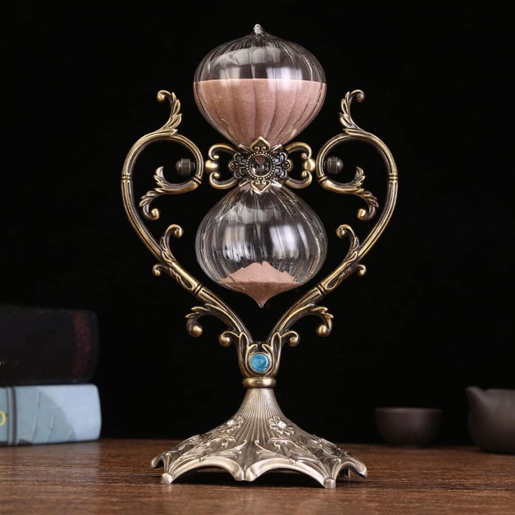 Temporizador de reloj de arena de 3060 minutos, temporizador de arena giratorio en forma de corazón, reloj de arena gigante de metal de 10.6