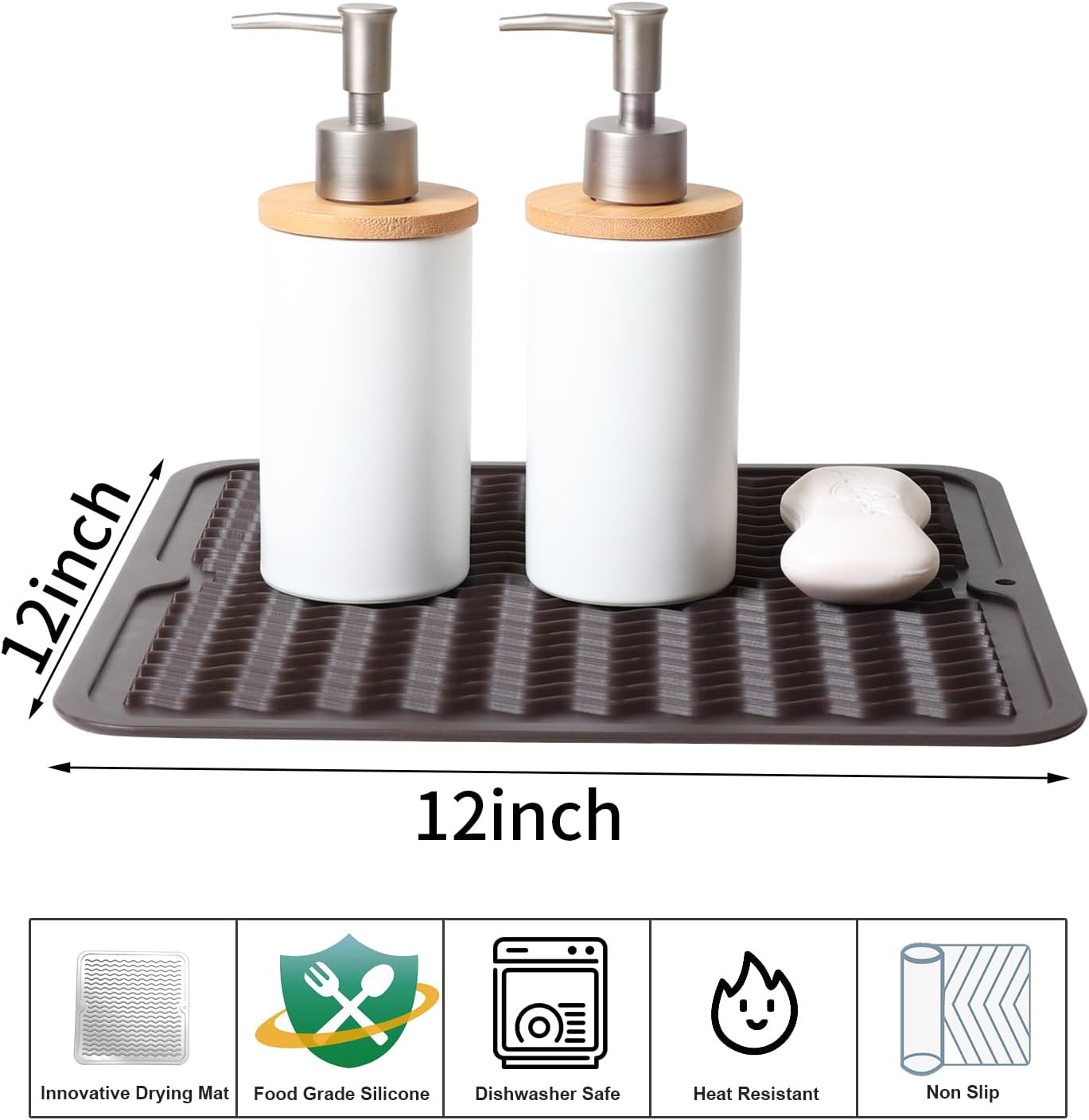 Tapete de silicona para secar platos para encimera de cocina, tapete ecológico de secado rápido, fácil de limpiar, tapete de secado multiuso,