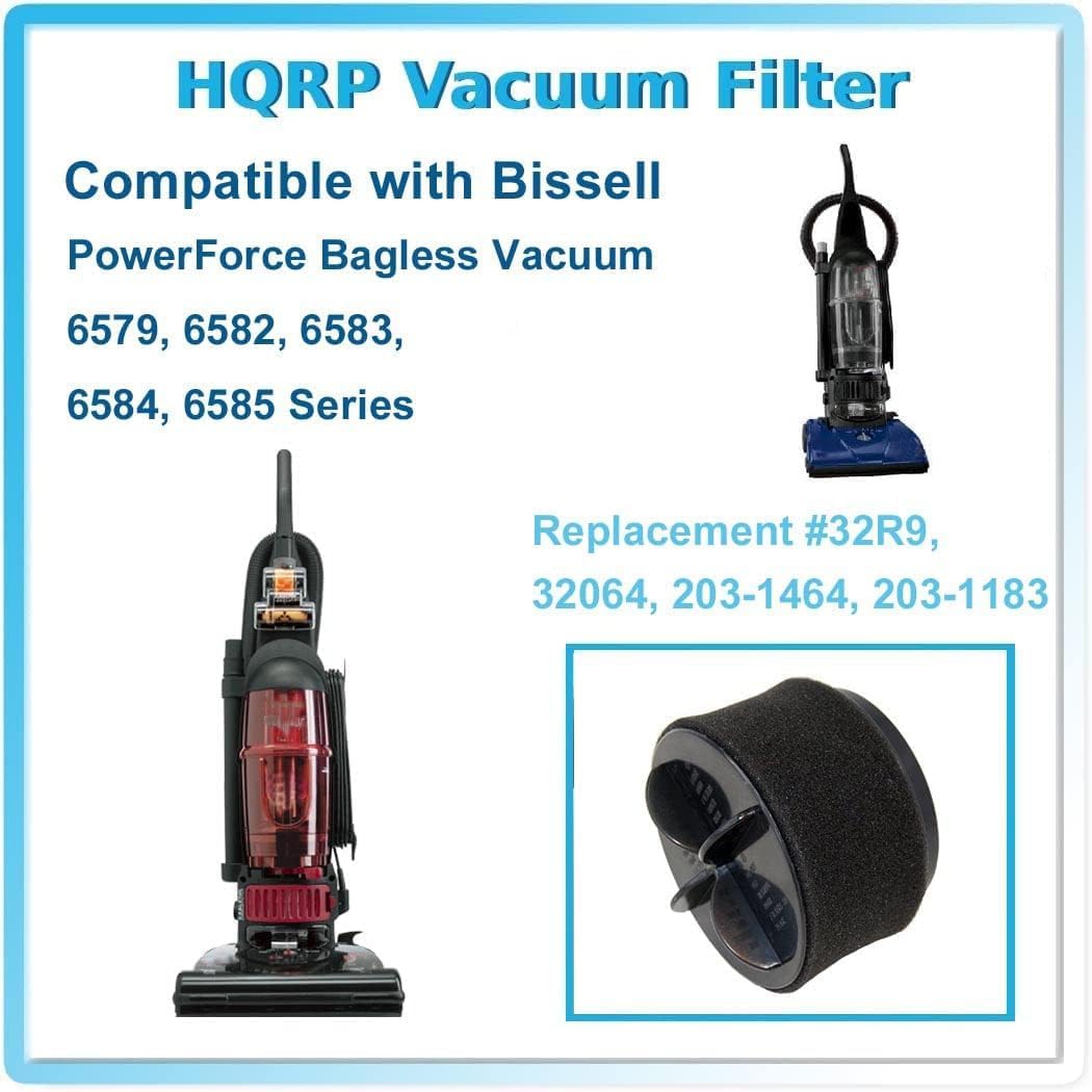 HQRP Juego de filtros circulares H12 compatible con aspiradoras PowerForce sin bolsa Bissell 6579, 6582, 6583, 6584, 6585 Series PowerForce, piezas