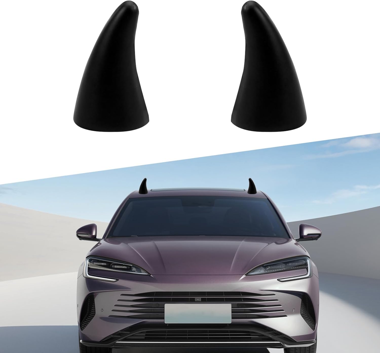 2 calcomanías para techo de automóvil, calcomanías 3D de cuerno de toro de diablo, protector anticolisión automotriz, decoración de parachoques