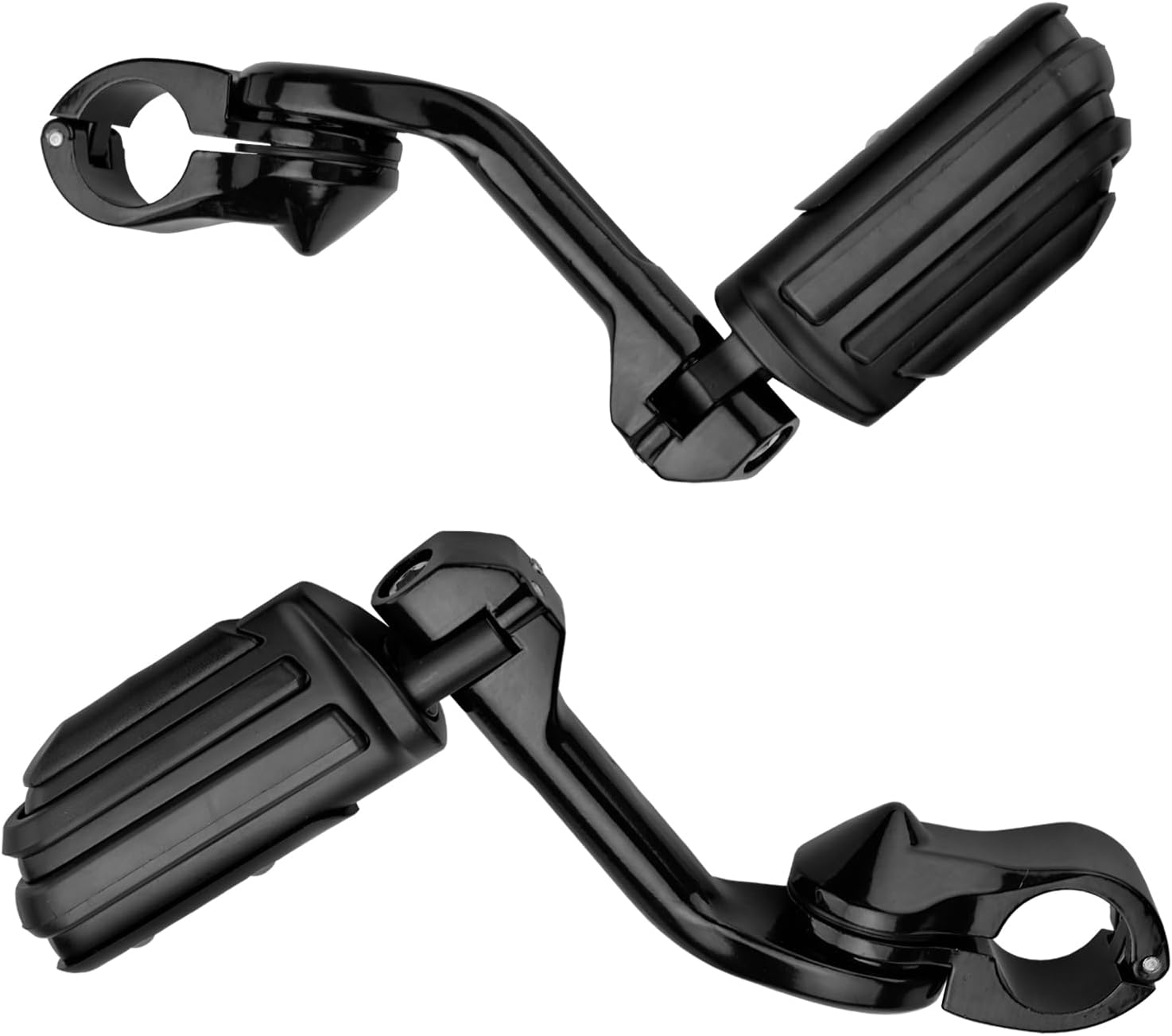 Estriberas de carretera en ángulo de 1.25 pulgadas de largo para motocicleta, reposapiés ajustables con abrazaderas kit de soportes compatible con