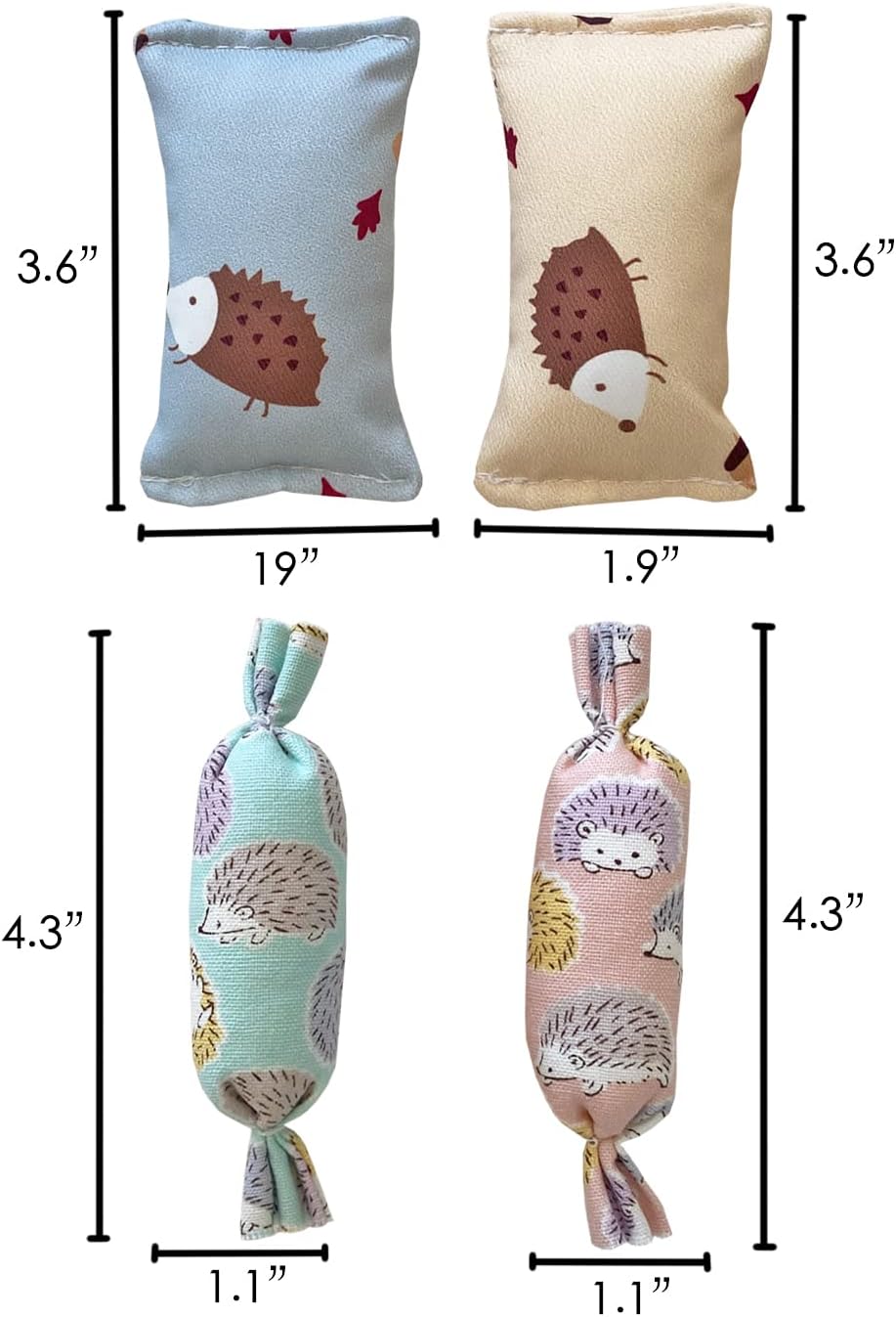 Ymid Select 4 mini almohadas de erizo para animales pequeños, decoración de hábitat, accesorios de jaula, suministros de erizo, accesorios para