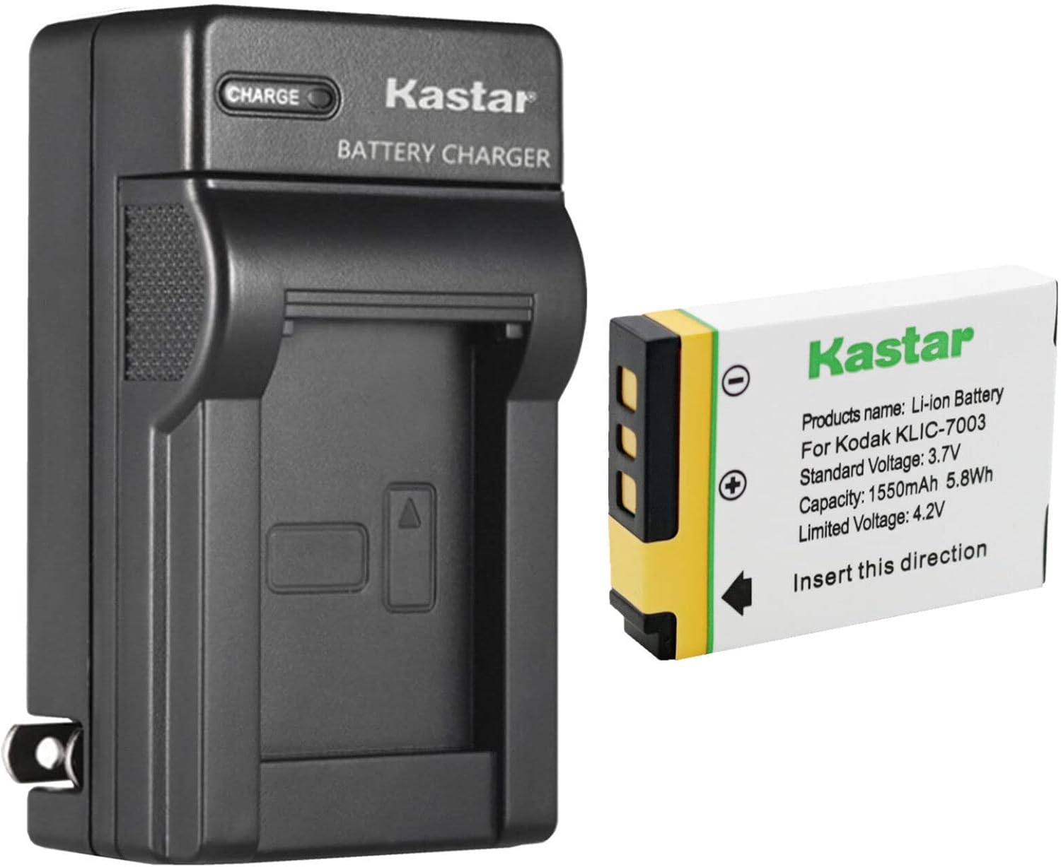 Kastar Paquete de 1 cargador de batería y pared de CA KLIC-7003 de repuesto para batería Kodak KLIC-7003 K7003, Kodak EasyShare MD81, EasyShare