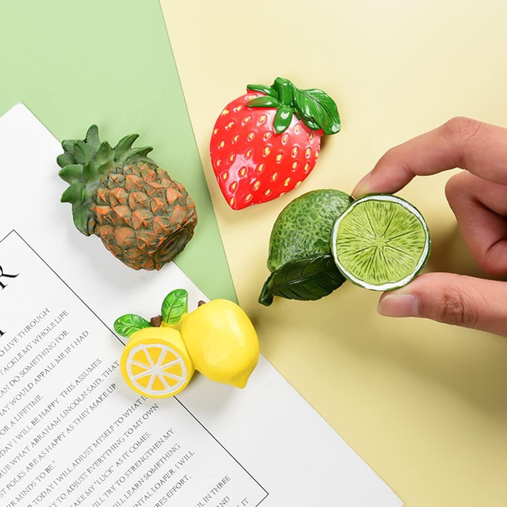 Imán de resina 3D para refrigerador de frutas, limón, fresa, piña, adornos magnéticos para refrigerador, calcomanías magnéticas para cocina, espacio