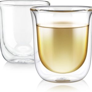 Teabloom Vasos aislados Tulip para té, espresso y otras bebidas, vidrio de doble pared resistente al calor que mantiene las bebidas calientesfrías, Teabloom Vasos aislados Tulip para té, espresso y otras bebidas, vidrio de doble pared resistente al calor que mantiene las bebidas calientesfrías,
