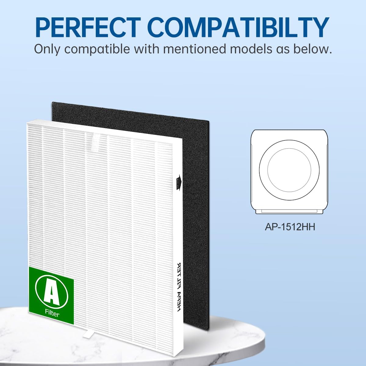 AP-1512HH Filtro de repuesto H13 Ture HEPA compatible con Coway AP-1512HH, AP-1518R, AP-1519P, purificador de aire Airmega 200M, parte # 3304899, 1
