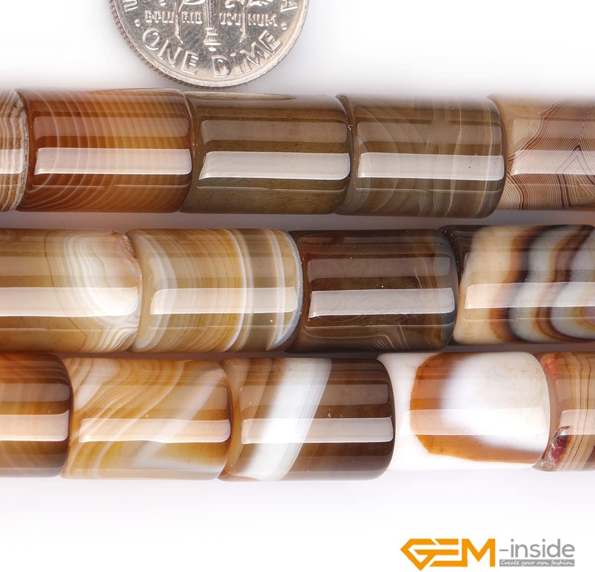 GEM-Inside – Cuentas de ágata de ónix de Botswana marrón natural de 0.394 x 0.551in para hacer joyas, suministros de manualidades hechos a mano de