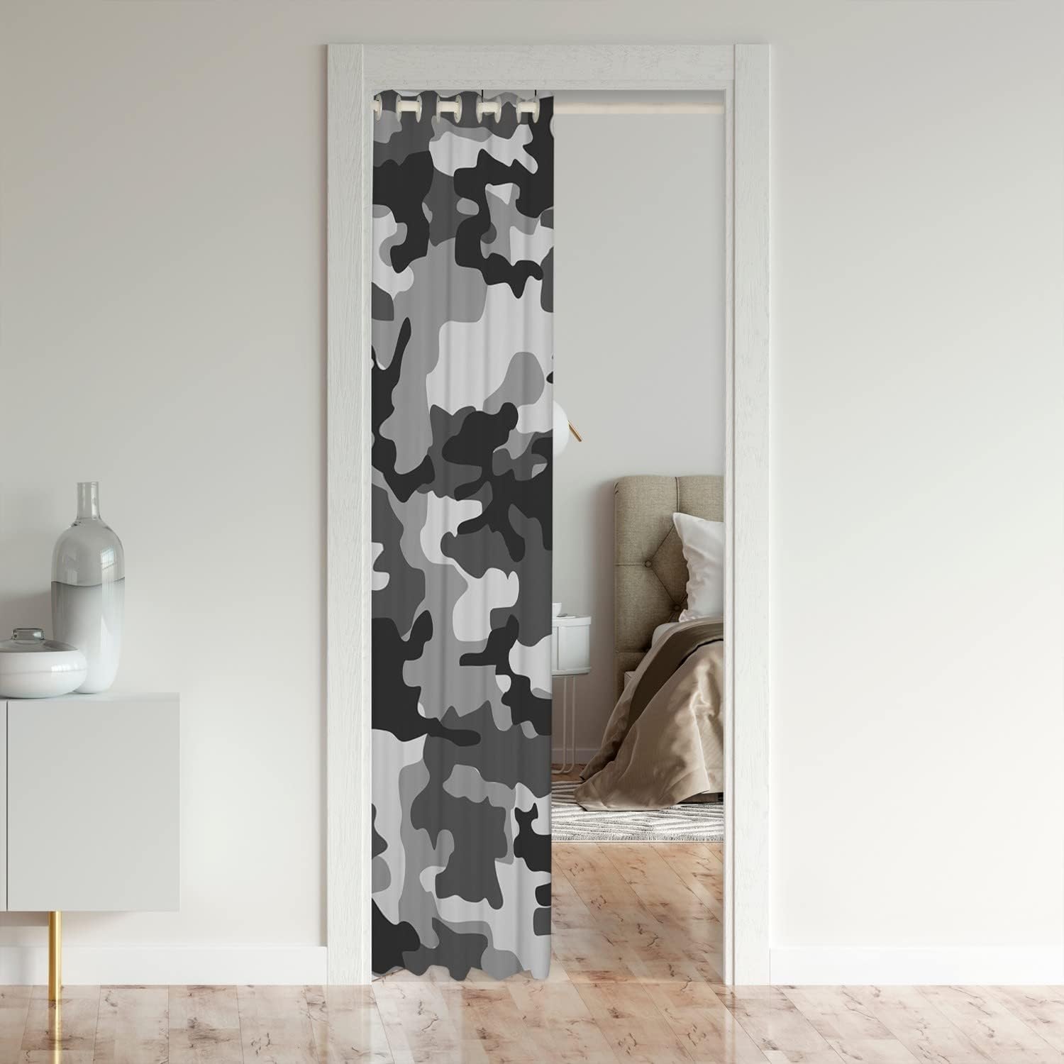 jejeloiu Cortina de puerta de camuflaje para puerta, privacidad de 34 x 80 pulgadas, cortina de camuflaje para puerta de armario, cortina de estilo