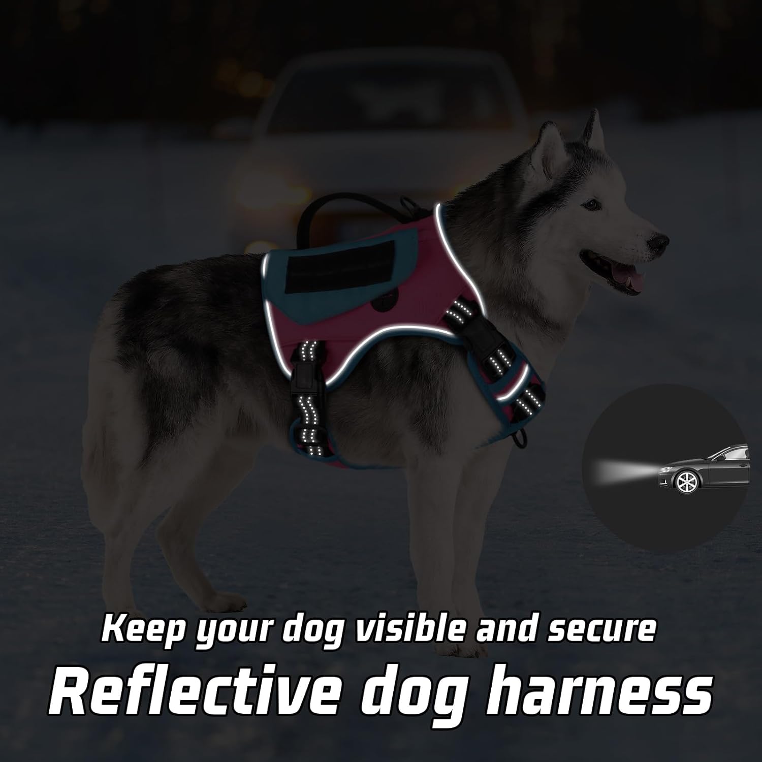 WINGOIN Arnés táctico para perros pequeños, arnés antitirones con bolsa de excrementos, chaleco reflectante para perro, arnés resistente para perros