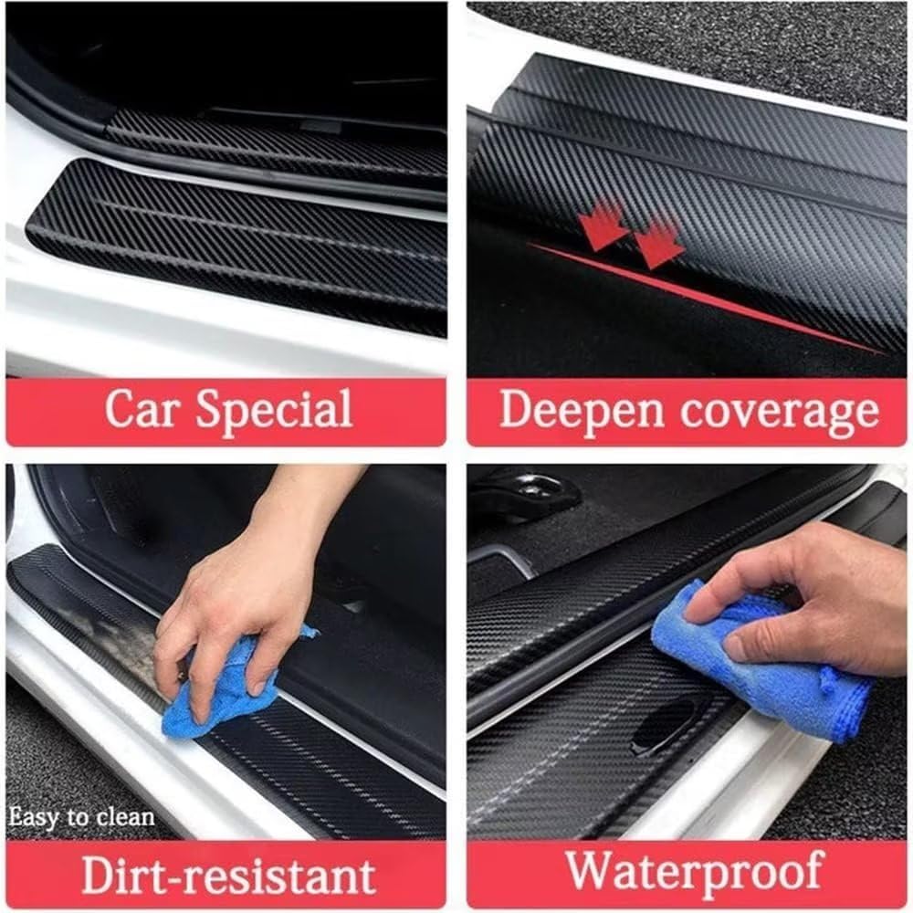 4 protectores de umbral de puerta de automóvil con bandera canadiense para placa de arañazos de fibra de carbono de Canadá, protectores protectores