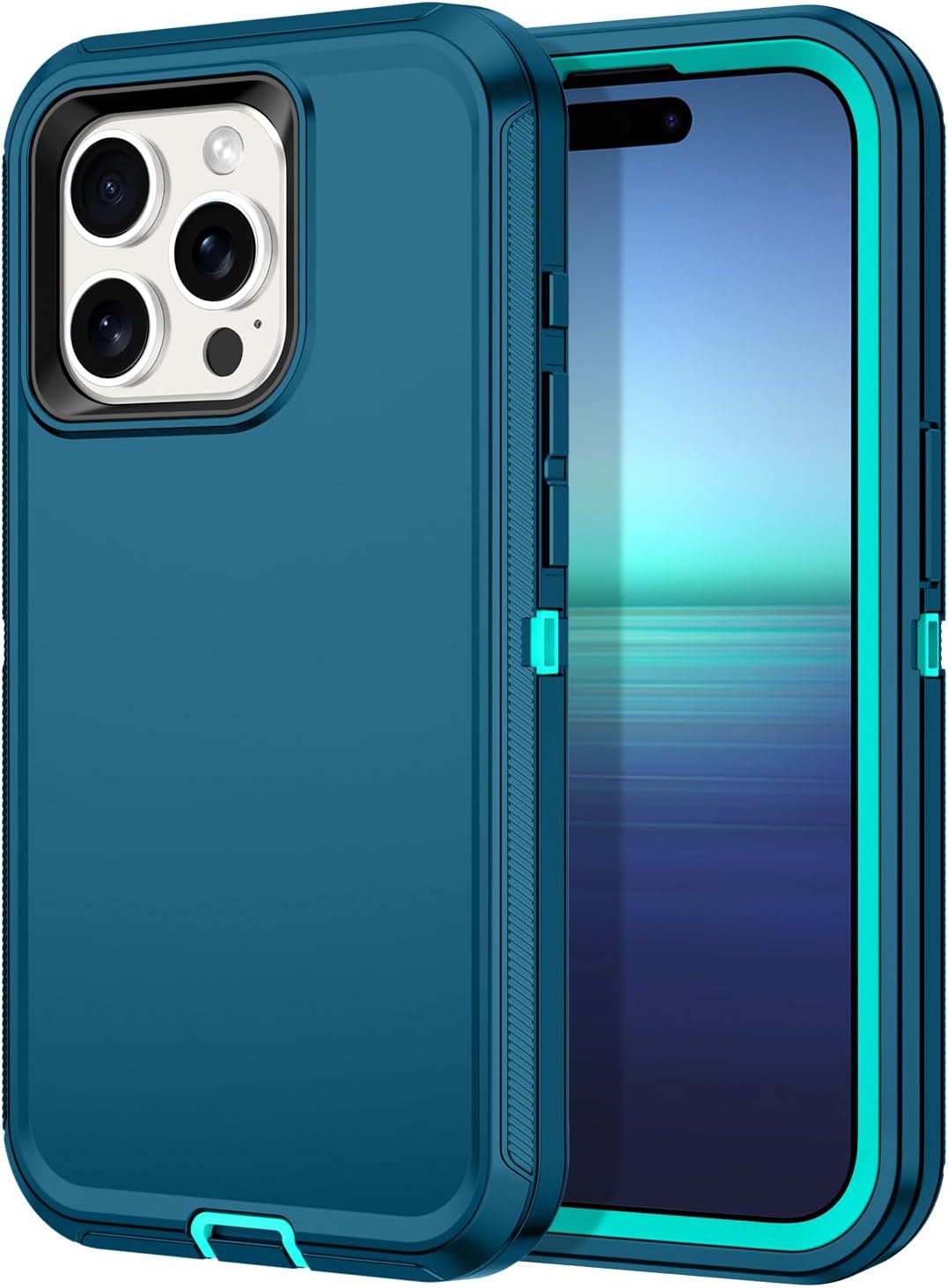 I-HONVA Funda para iPhone 15 Pro a prueba de golpes, a prueba de polvo y caídas, 3 capas de protección de cuerpo completo sin protector de pantalla,