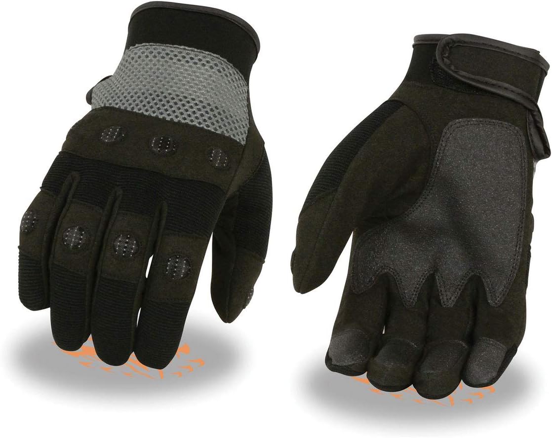 Milwaukee Leather SH76101 – Guantes de mano para mecánicos, de malla textil, color negro y gris, con parte inferior de tela Amara