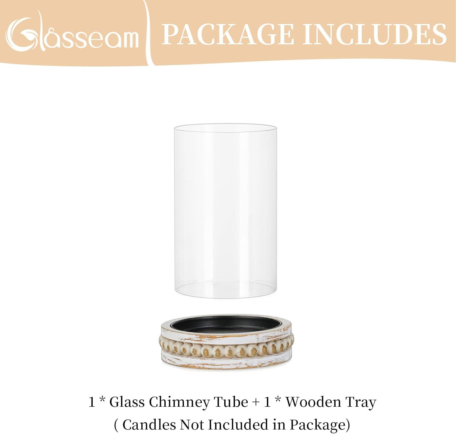 Glasseam Portavelas de cristal de huracán, portavelas decorativos para velas de pilar, portavelas boho para centro de mesa, cilindro de vidrio con