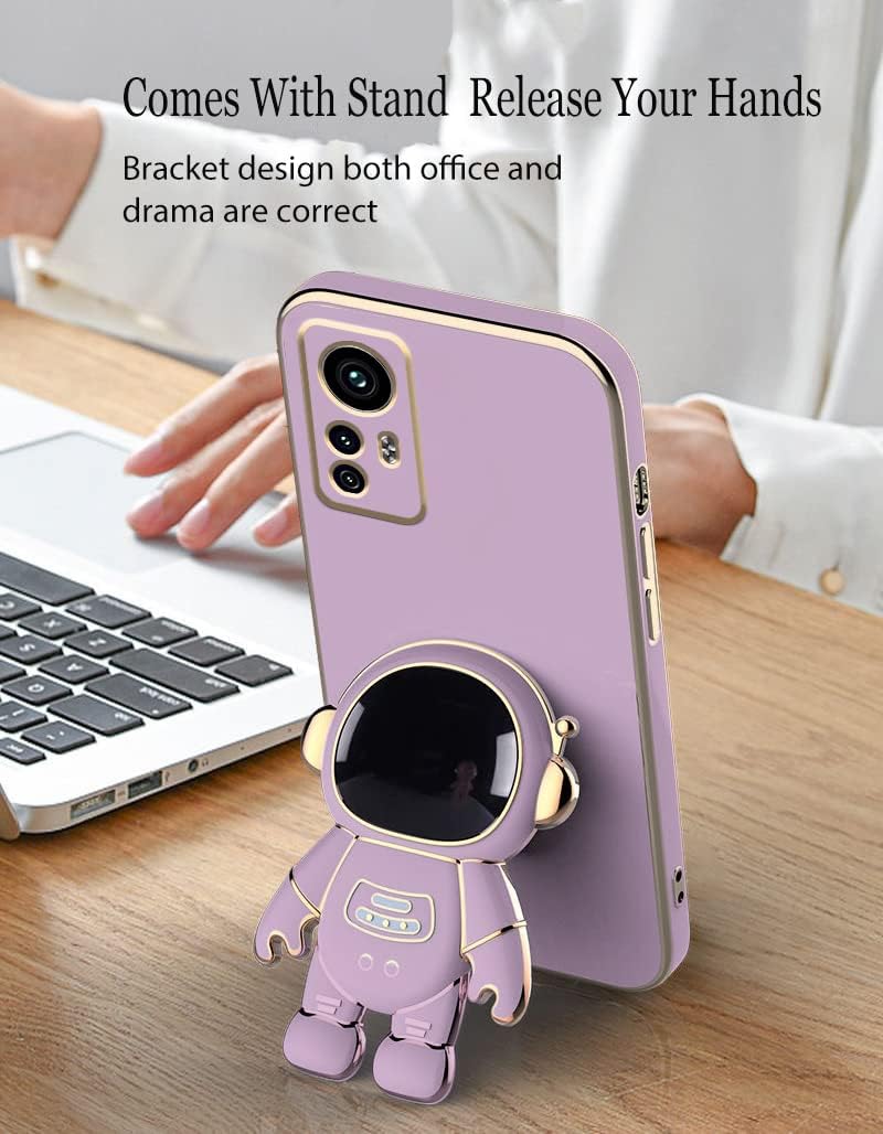 Funda compatible con Redmi Note 12s con chapado creativo astronauta caricatura, rosa, funda para teléfono Xiaomi Redmi Note 12s, funda de silicona a