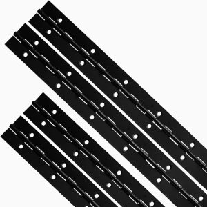4 bisagras de piano negras, bisagras de puerta de acero inoxidable de 12 pulgadas con agujeros, bisagras continuas y de piano resistentes para 4 bisagras de piano negras, bisagras de puerta de acero inoxidable de 12 pulgadas con agujeros, bisagras continuas y de piano resistentes para