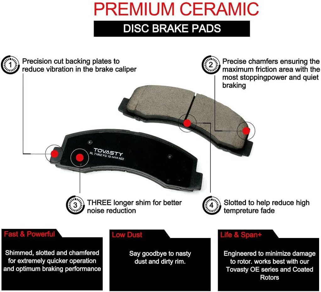 Delantero Kit de pastillas de freno y rotores TOVASTY para Kia Sportage 2005-2010 E-Coated BKC2209