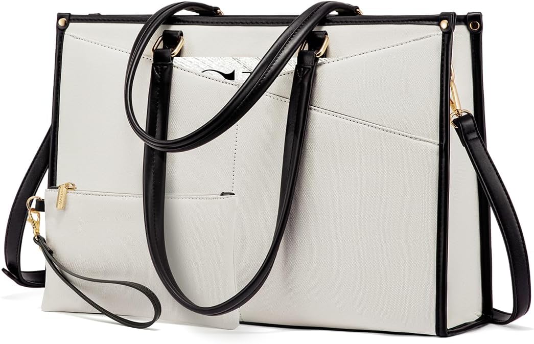 LOVEVOOK Laptop Bag for Women, 15.6 inch Laptop Tote Work Teacher Bags Cancas Computer Shoulder Bag 2pcs Set