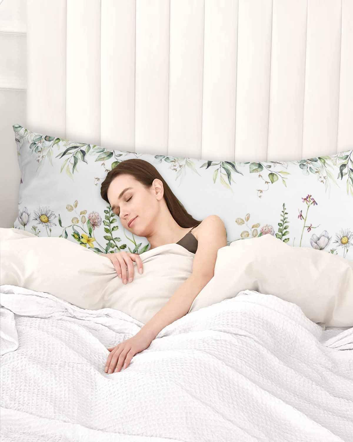 Funda de almohada corporal floral de primavera, funda de poliéster suave de 20 x 54 pulgadas, elegante diseño de cierre de sobre, transpirable