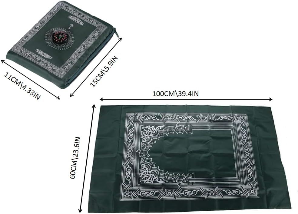 Kellegour Tapete de oración de viaje con brújula, alfombra de oración musulmana, con bolsa de transporte de bolsillo de brújula, alfombrilla de