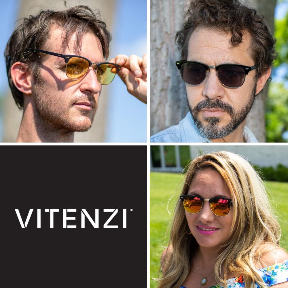 VITENZI Gafas de sol bifocales para hombres y mujeres, lentes de lectura semi sin montura tintadas con lectores – Tivoli