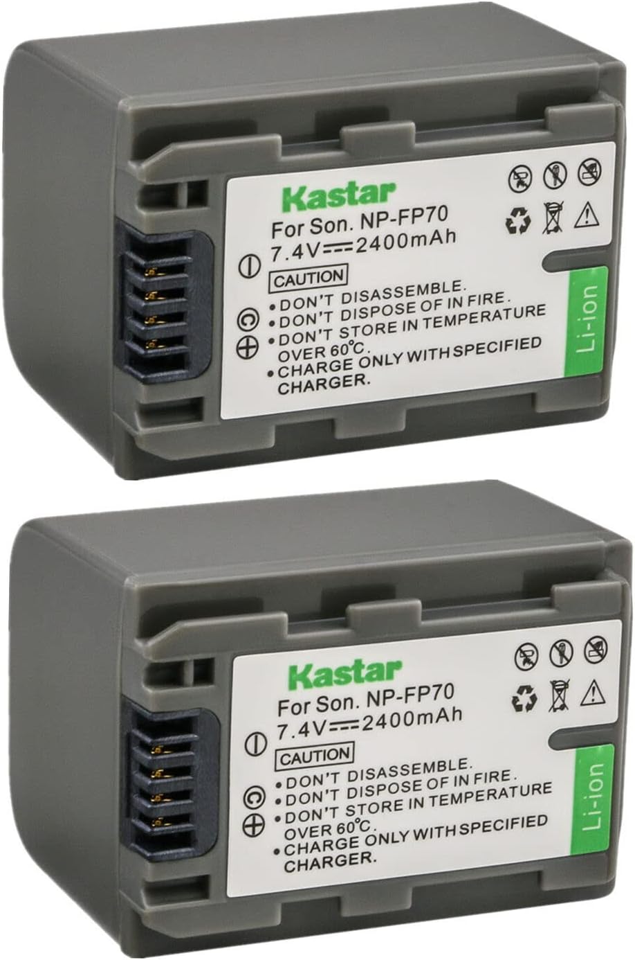 Kastar Paquete de 2 baterías de repuesto NP-FP70  NP-FP71 para Sony NP-FP30, NP-FP50 NP-FP51, NP-FP60, NP-FP70 NP-FP71, NP-FP90 NP-FP91,