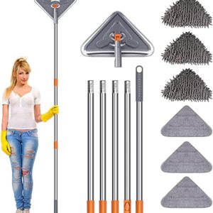 Trapeador de limpieza de pared, limpiador de ventanas con mango largo de longitud ajustable, herramienta de limpieza de zócalo giratorio de 360 Trapeador de limpieza de pared, limpiador de ventanas con mango largo de longitud ajustable, herramienta de limpieza de zócalo giratorio de 360