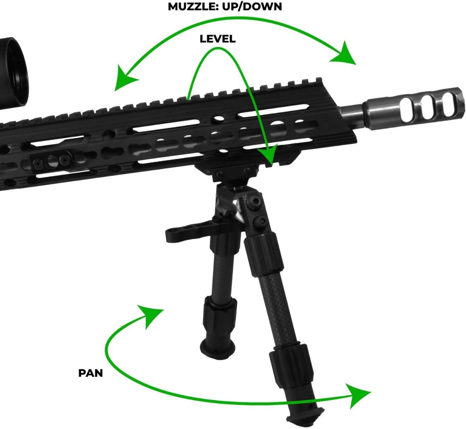 TRUGLO Tac Pod Carbon Pro – Bípode de rifle portátil ajustable ligero y duradero con base pivotante, estilo de montaje y opciones de longitud de