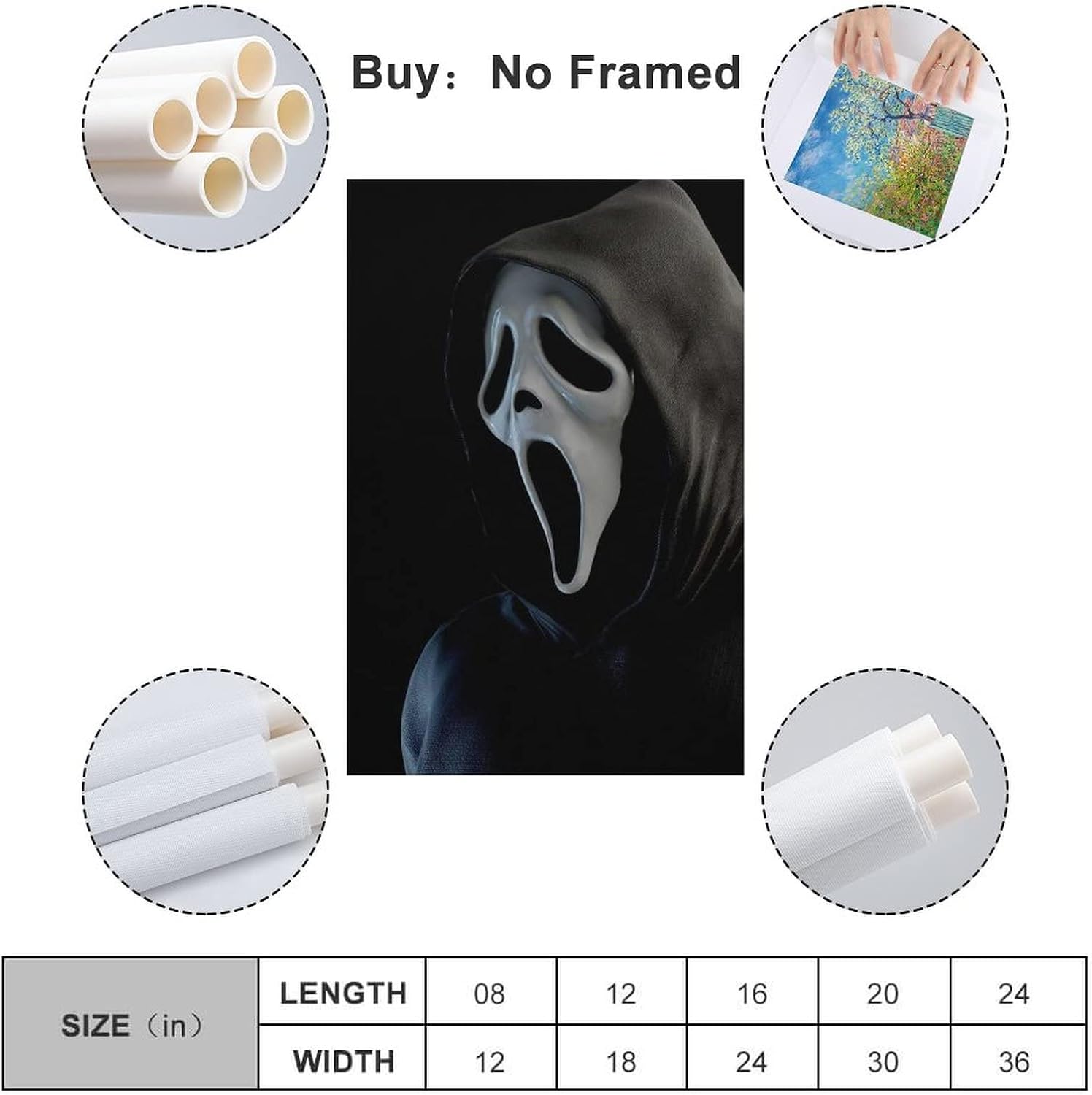 Póster de película de personajes de terror, lienzo para pared, para sala de estar, 16 x 24 pulgadas (15.7 x 23.6 in)