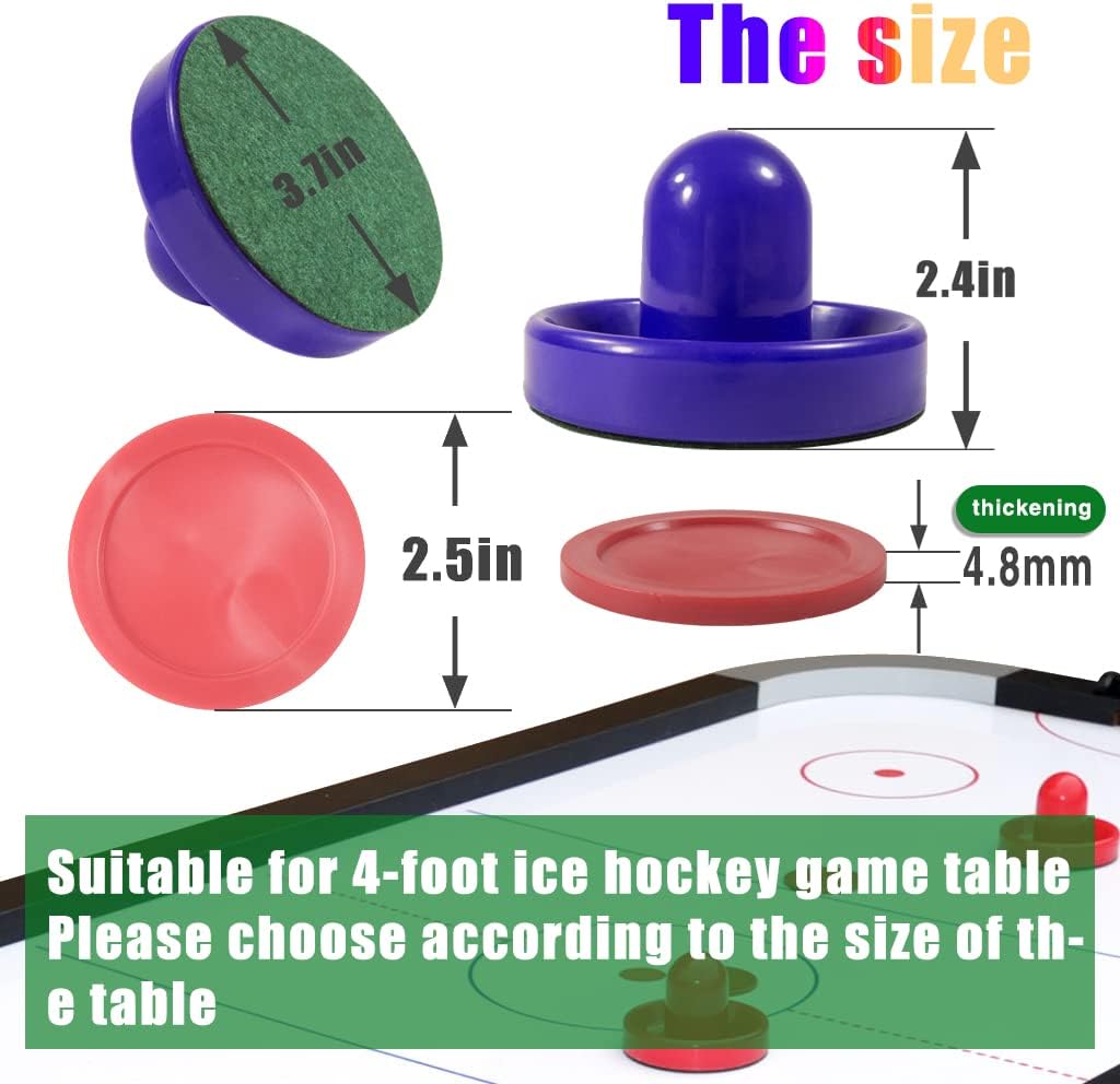 JS&YY Discos y paletas de hockey de aire, juego de 4 empujadores y 4 discos, accesorios de hockey de aire, adecuado para mesas de hockey de más de 4